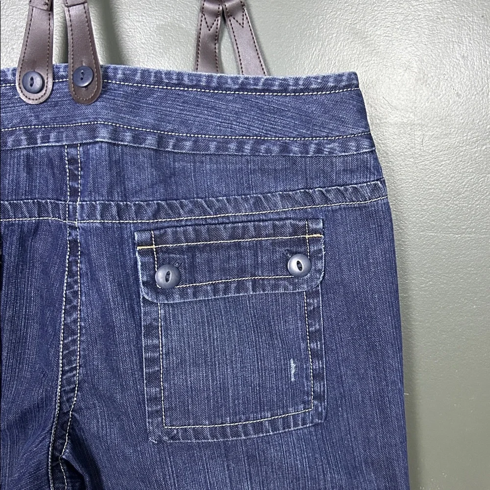 LOFT Light Blue Denim Extra-wide Leg Jeans with Suspenders - Picture 5 of 10